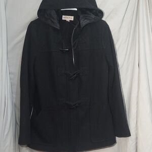 MERONA Women's Black Hooded Coat Size M
